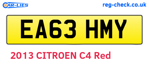 EA63HMY are the vehicle registration plates.