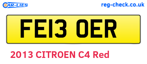 FE13OER are the vehicle registration plates.