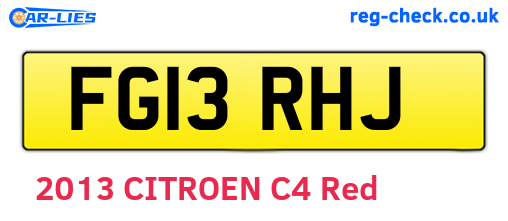 FG13RHJ are the vehicle registration plates.