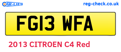 FG13WFA are the vehicle registration plates.