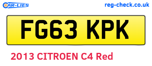 FG63KPK are the vehicle registration plates.