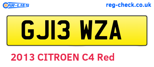 GJ13WZA are the vehicle registration plates.
