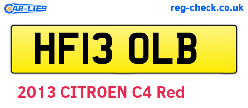 HF13OLB are the vehicle registration plates.