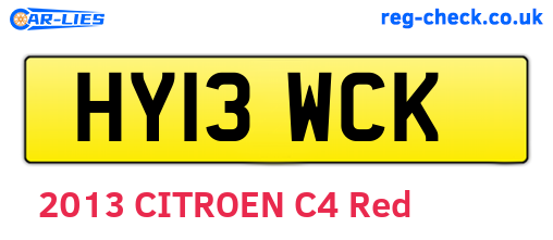 HY13WCK are the vehicle registration plates.