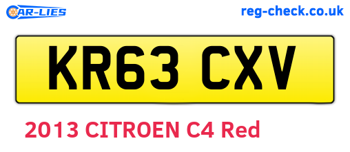 KR63CXV are the vehicle registration plates.