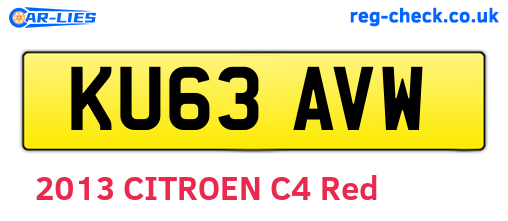 KU63AVW are the vehicle registration plates.