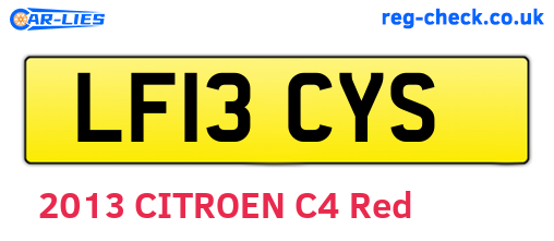 LF13CYS are the vehicle registration plates.