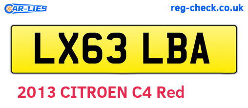 LX63LBA are the vehicle registration plates.