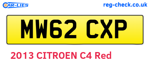 MW62CXP are the vehicle registration plates.