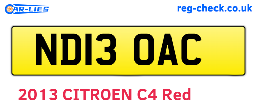 ND13OAC are the vehicle registration plates.