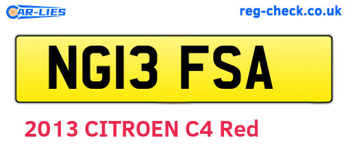 NG13FSA are the vehicle registration plates.