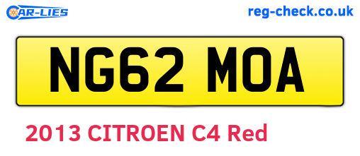 NG62MOA are the vehicle registration plates.
