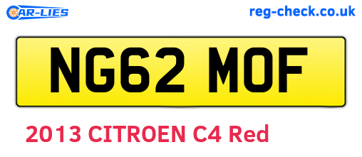 NG62MOF are the vehicle registration plates.