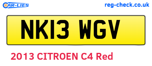 NK13WGV are the vehicle registration plates.