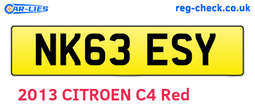 NK63ESY are the vehicle registration plates.