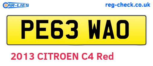 PE63WAO are the vehicle registration plates.