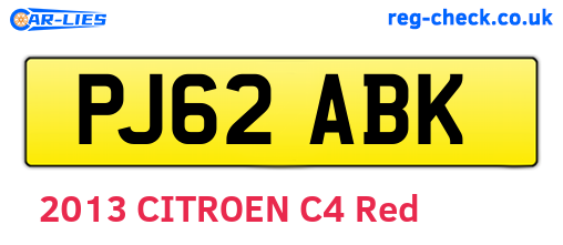 PJ62ABK are the vehicle registration plates.