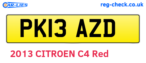 PK13AZD are the vehicle registration plates.