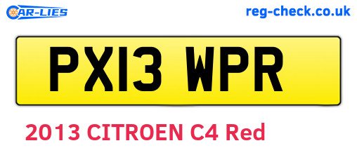 PX13WPR are the vehicle registration plates.