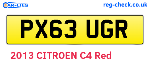 PX63UGR are the vehicle registration plates.