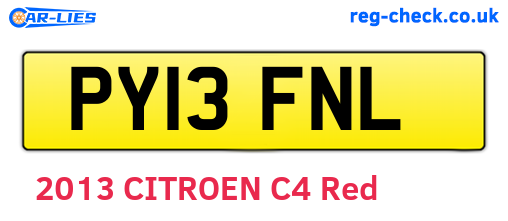PY13FNL are the vehicle registration plates.