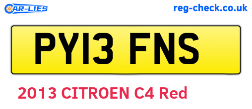 PY13FNS are the vehicle registration plates.