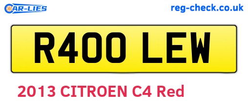 R400LEW are the vehicle registration plates.