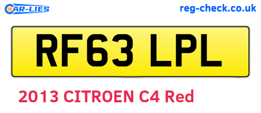RF63LPL are the vehicle registration plates.