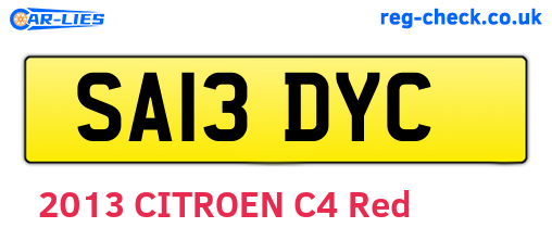 SA13DYC are the vehicle registration plates.