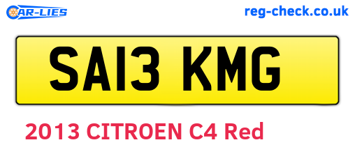 SA13KMG are the vehicle registration plates.