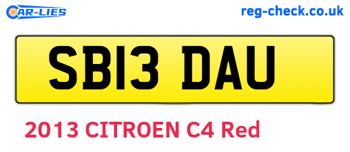 SB13DAU are the vehicle registration plates.