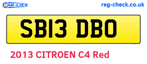 SB13DBO are the vehicle registration plates.