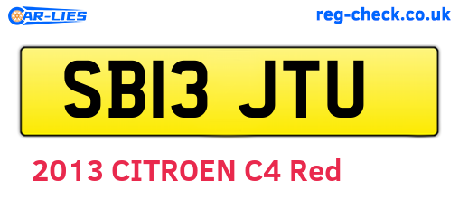 SB13JTU are the vehicle registration plates.