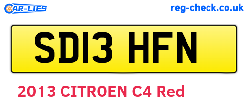 SD13HFN are the vehicle registration plates.