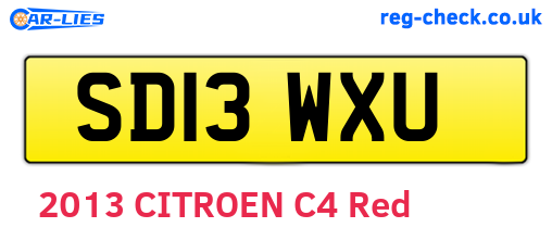 SD13WXU are the vehicle registration plates.