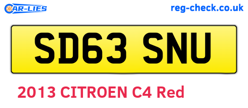 SD63SNU are the vehicle registration plates.