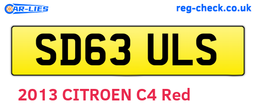 SD63ULS are the vehicle registration plates.