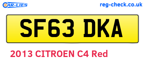 SF63DKA are the vehicle registration plates.