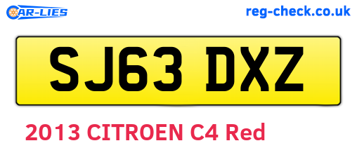 SJ63DXZ are the vehicle registration plates.