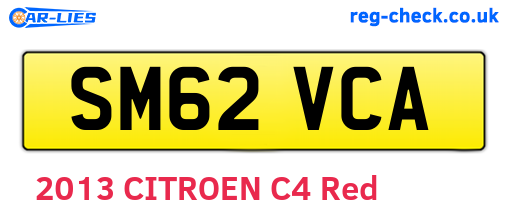 SM62VCA are the vehicle registration plates.