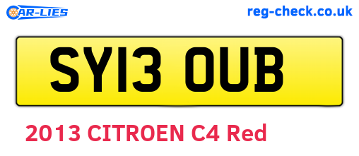 SY13OUB are the vehicle registration plates.