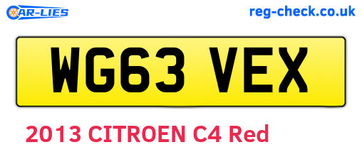 WG63VEX are the vehicle registration plates.
