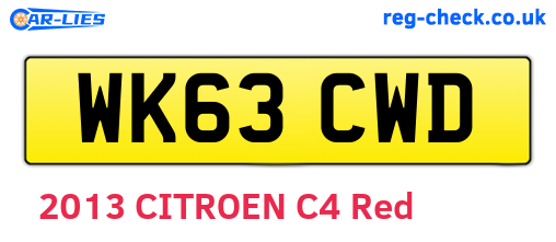 WK63CWD are the vehicle registration plates.