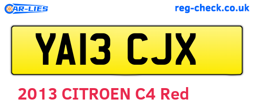 YA13CJX are the vehicle registration plates.