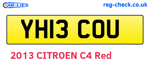 YH13COU are the vehicle registration plates.