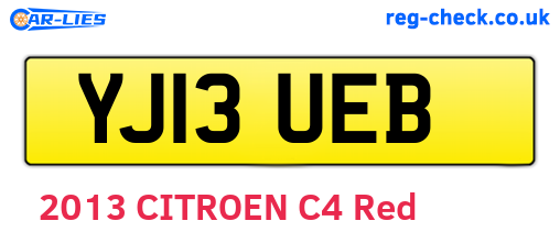 YJ13UEB are the vehicle registration plates.