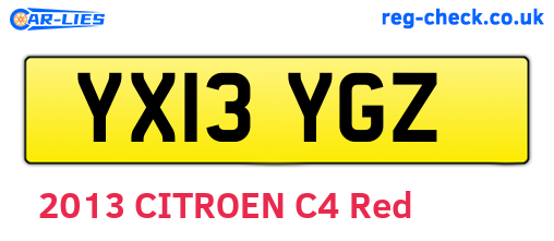 YX13YGZ are the vehicle registration plates.
