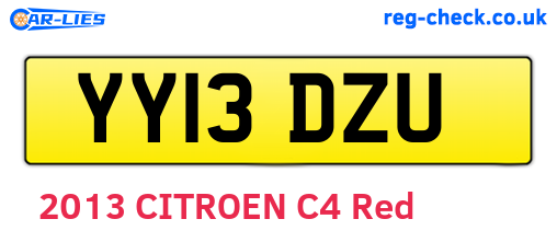 YY13DZU are the vehicle registration plates.