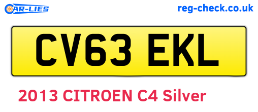 CV63EKL are the vehicle registration plates.