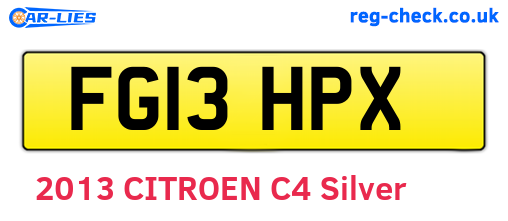 FG13HPX are the vehicle registration plates.